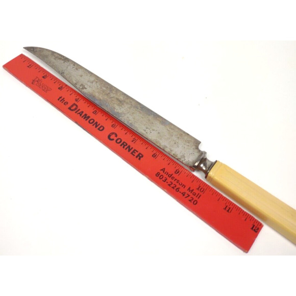 Vintage Butterscotch Bakelite Handle Stainless Steel Slicing Knife by Universal - Picture 2 of 6